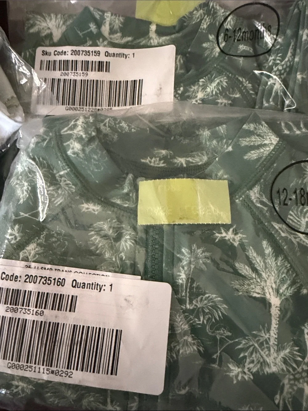 Janie and Jack Green Tropical Safari One-Piece Rashguard